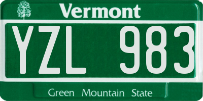 VT license plate YZL983
