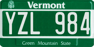 VT license plate YZL984