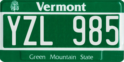 VT license plate YZL985
