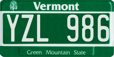 VT license plate YZL986