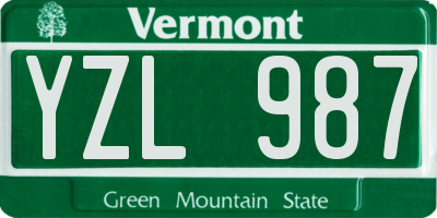 VT license plate YZL987