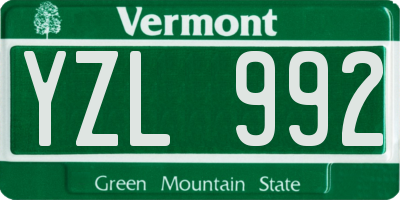 VT license plate YZL992