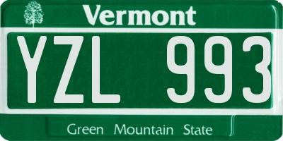 VT license plate YZL993