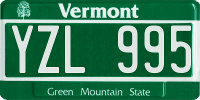 VT license plate YZL995