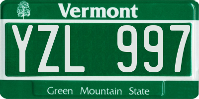 VT license plate YZL997