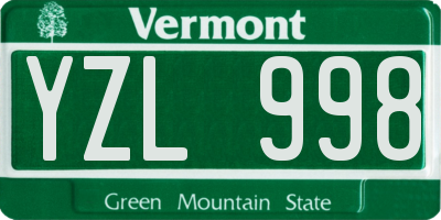 VT license plate YZL998
