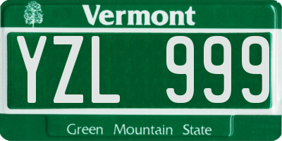 VT license plate YZL999