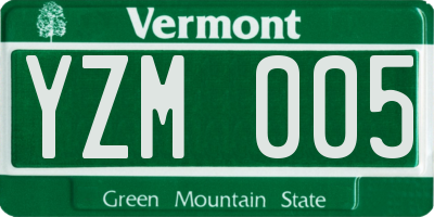 VT license plate YZM005