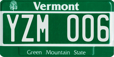 VT license plate YZM006