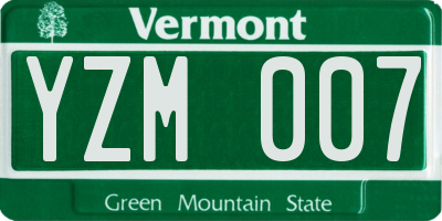 VT license plate YZM007