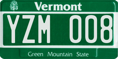 VT license plate YZM008