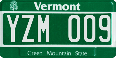VT license plate YZM009