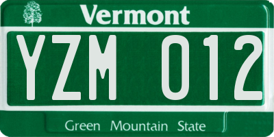 VT license plate YZM012