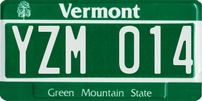 VT license plate YZM014