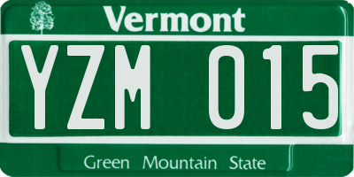 VT license plate YZM015