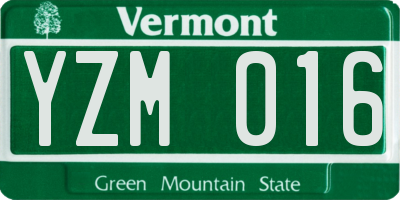 VT license plate YZM016