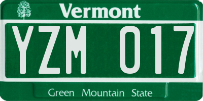 VT license plate YZM017