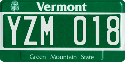 VT license plate YZM018