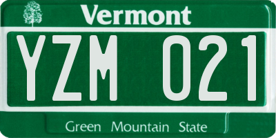 VT license plate YZM021