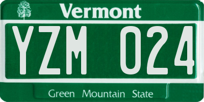 VT license plate YZM024