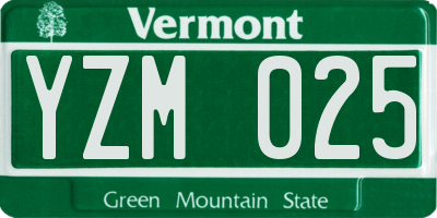 VT license plate YZM025