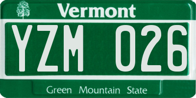 VT license plate YZM026