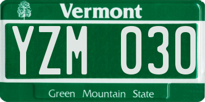 VT license plate YZM030
