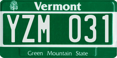 VT license plate YZM031