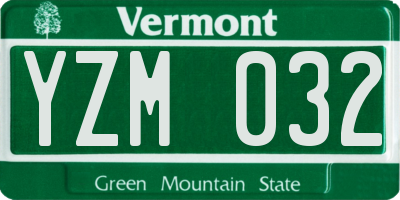 VT license plate YZM032