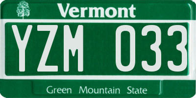 VT license plate YZM033