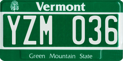 VT license plate YZM036