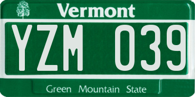 VT license plate YZM039
