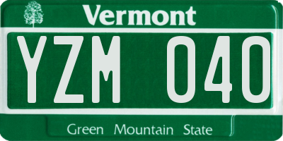 VT license plate YZM040