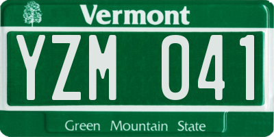 VT license plate YZM041