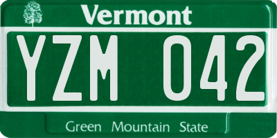 VT license plate YZM042