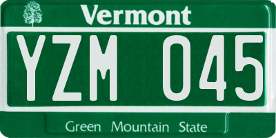 VT license plate YZM045