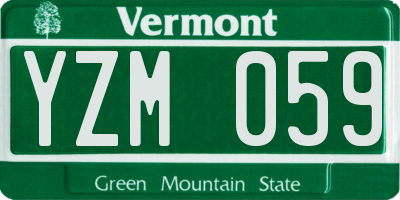 VT license plate YZM059