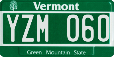 VT license plate YZM060