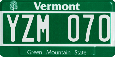 VT license plate YZM070