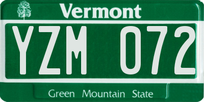 VT license plate YZM072