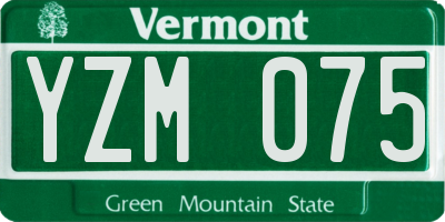 VT license plate YZM075