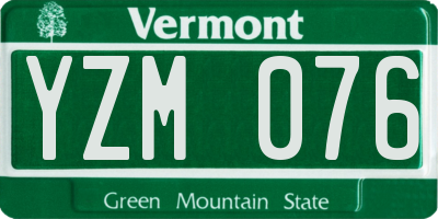 VT license plate YZM076