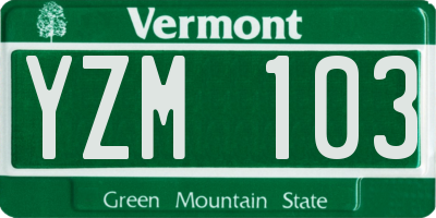 VT license plate YZM103