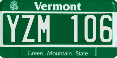 VT license plate YZM106