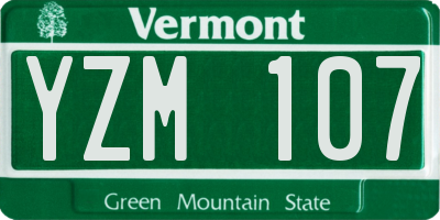 VT license plate YZM107