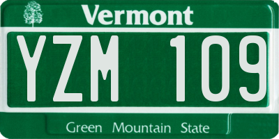 VT license plate YZM109