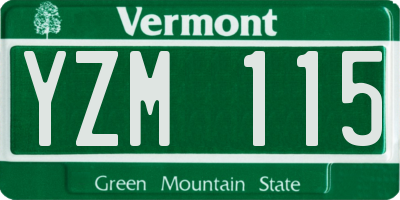 VT license plate YZM115