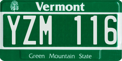 VT license plate YZM116