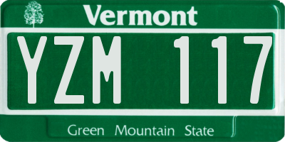 VT license plate YZM117