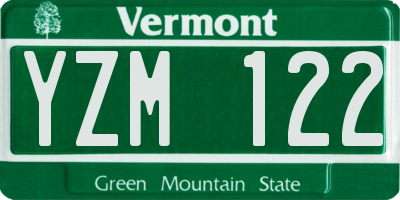 VT license plate YZM122